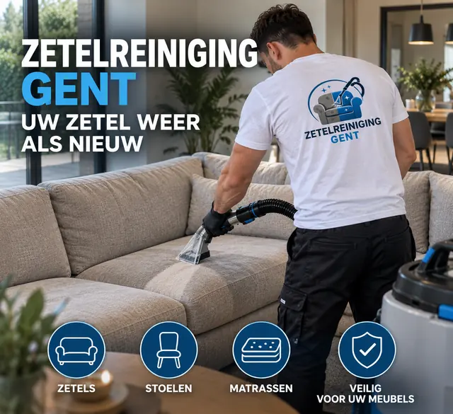 Zetelreiniging Gent aan het werk bij een zetelreiniging aan huis in Gent